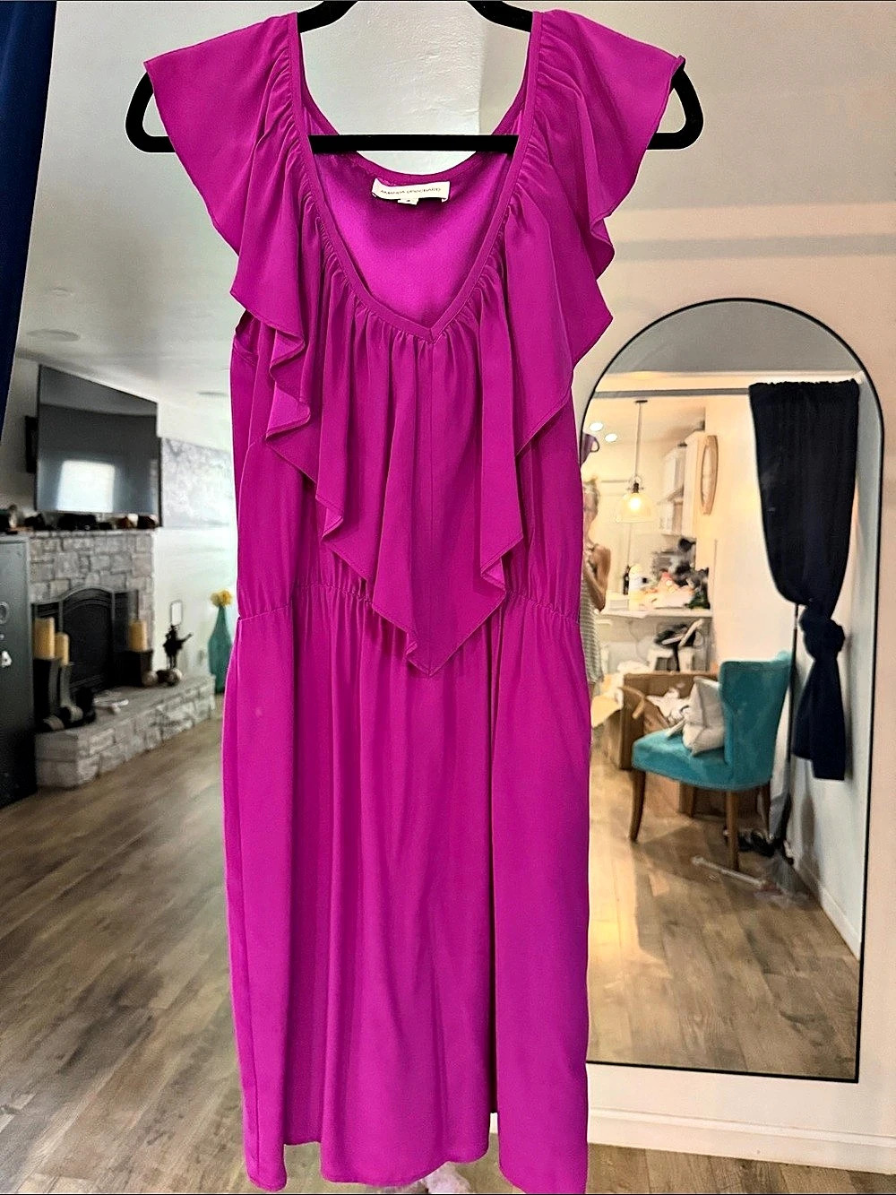 Amanda Uprichard Silk Ruffle Maxi Dress in Pink Size Small Like New💜💓💕